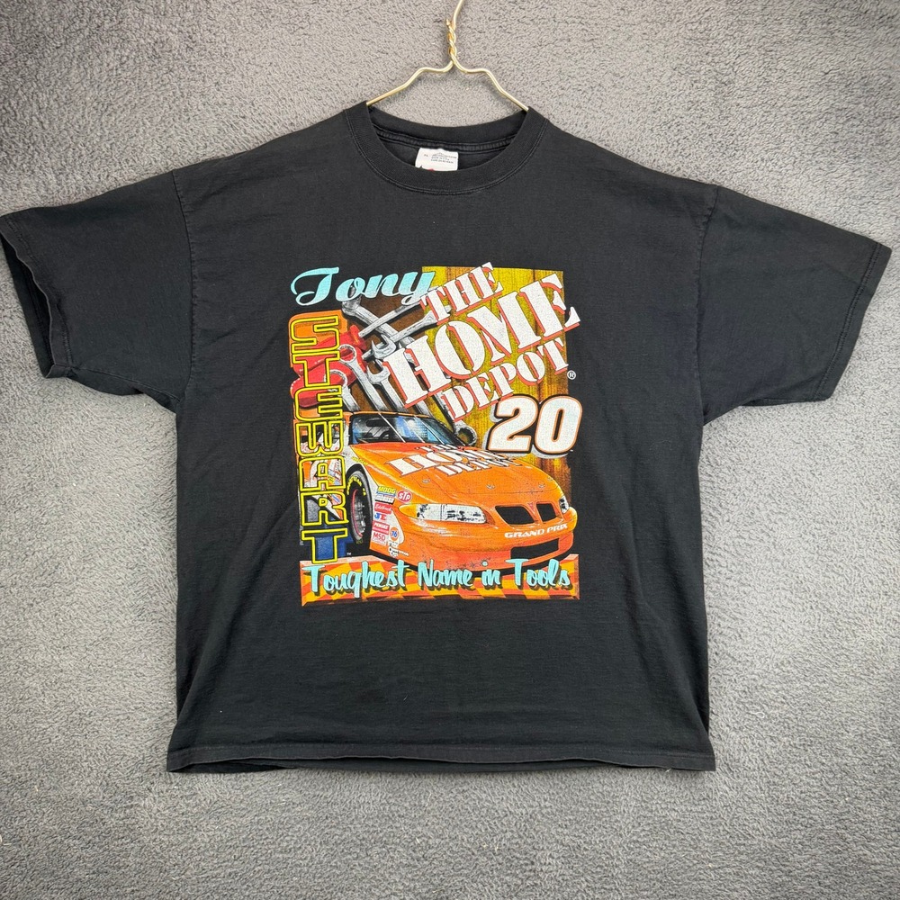 Vintage 1999 Chase Authentics Tony Stewart Home Depot NASCAR T-Shirt Black XL